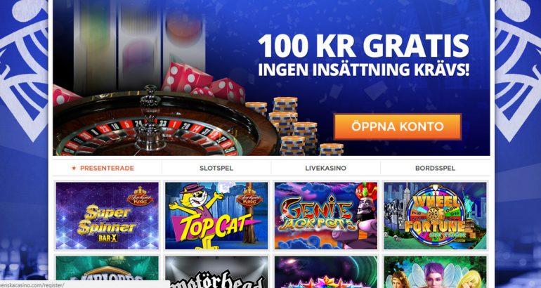 svenskacasino 100 bonus utan insättning 2017