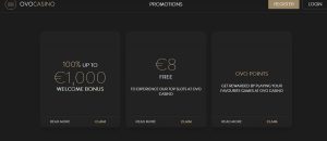 ovocasino novomatic 8€ bonus utan insättning